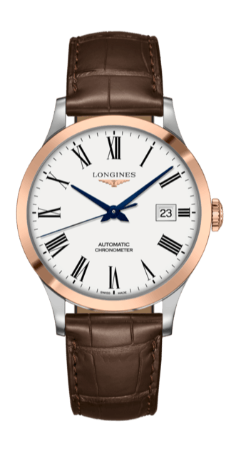 Shop Longines Record Automatic Stainless Steel 18K Gold Watch for Men - L2.821.5.11.2 in USA