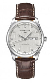 Longines Master Collection Automatic 38.5mm Silver Diamond Dial Brown Leather Strap Watch for Men - L2.755.4.77.3 Buy Now By Longines