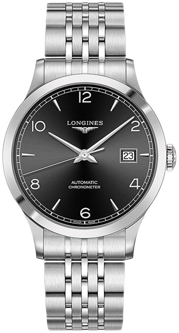 Shop Longines Record Black Dial Automatic Stainless Steel 40mm Watch for Men - L2.821.4.56.6 in USA