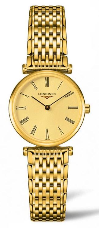 Shop Longines La Grande Classique de Longines Gold Dial Gold Mesh Bracelet Watch for Women - L4.209.2.31.8 in USA