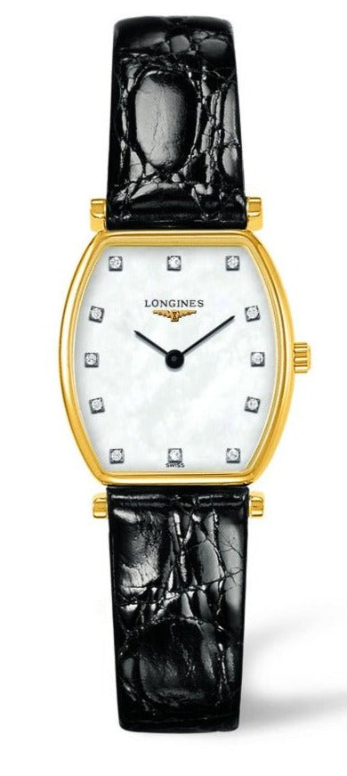 Longines La Grande Classique de Longines Tonneau White Dial Black Leather Strap Watch for Women - L4.205.2.87.2 Buy Now By Longines