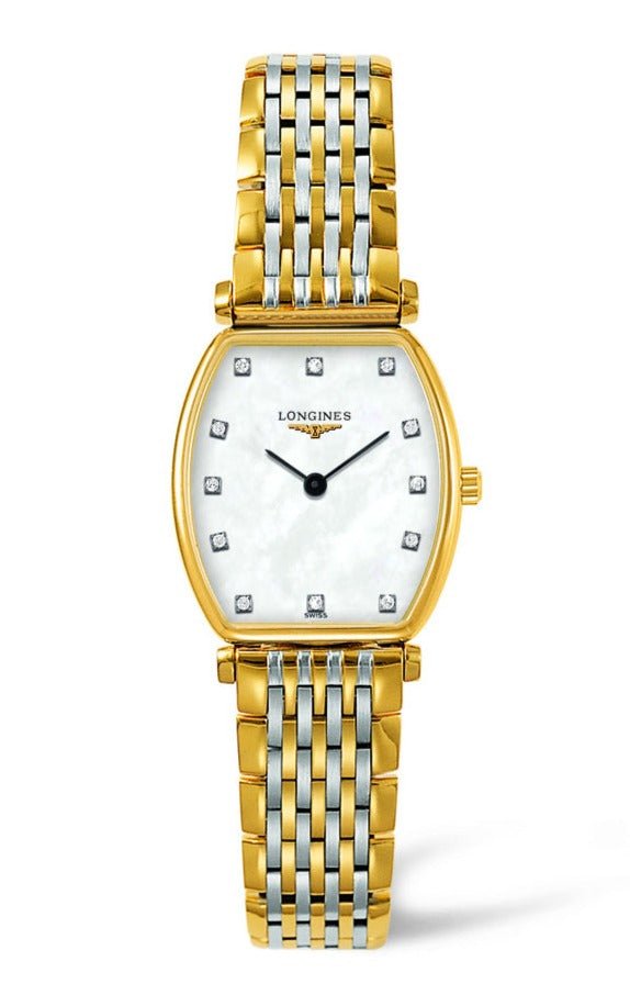 Shop Longines La Grande Classique White Dial Two Tone Mesh Bracelet Watch for Women - L4.205.2.87.7 in USA