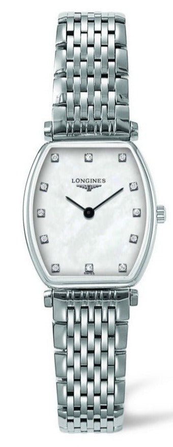 Shop Longines La Grande Classique de Longines Tonneau White Dial Silver Steel Strap Watch for Women - L4.205.4.87.6 in USA