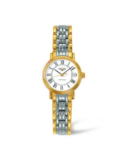 Shop Longines Presence 25.5mm Automatic White Dial Two Tone Steel Strap Watch for Women - L4.321.2.11.7 in USA