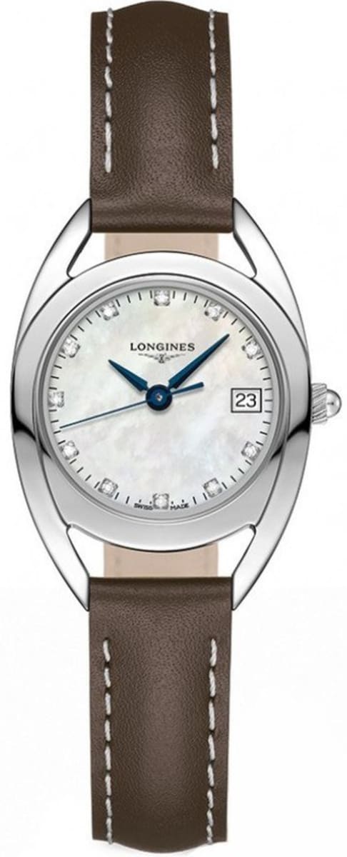 Shop Longines Equestrian Mother of Pearl Dial Brown Leather Strap Watch for Women - L6.136.0.87.2 in USA