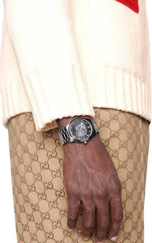 Gucci G Timeless Diamonds Black Dial Silver Steel Strap Watch For Women - YA1264125 Buy Now By Gucci
