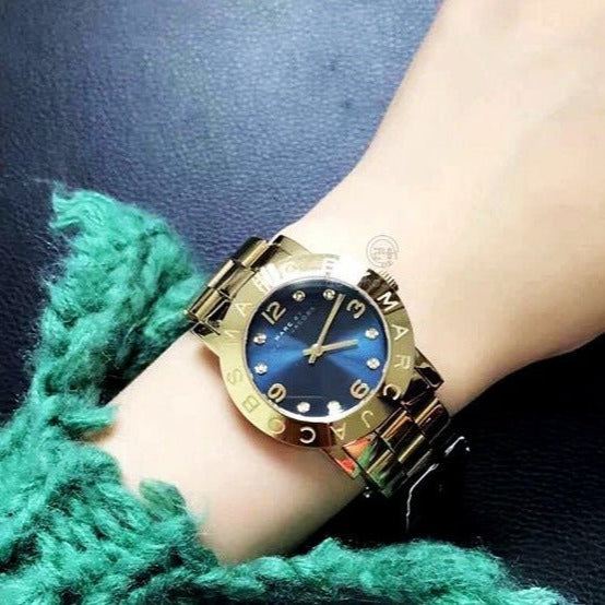 Marc Jacobs Amy Blue Dial Gold Steel Strap Watch for Women - MBM3303 Buy Now By Marc Jacobs