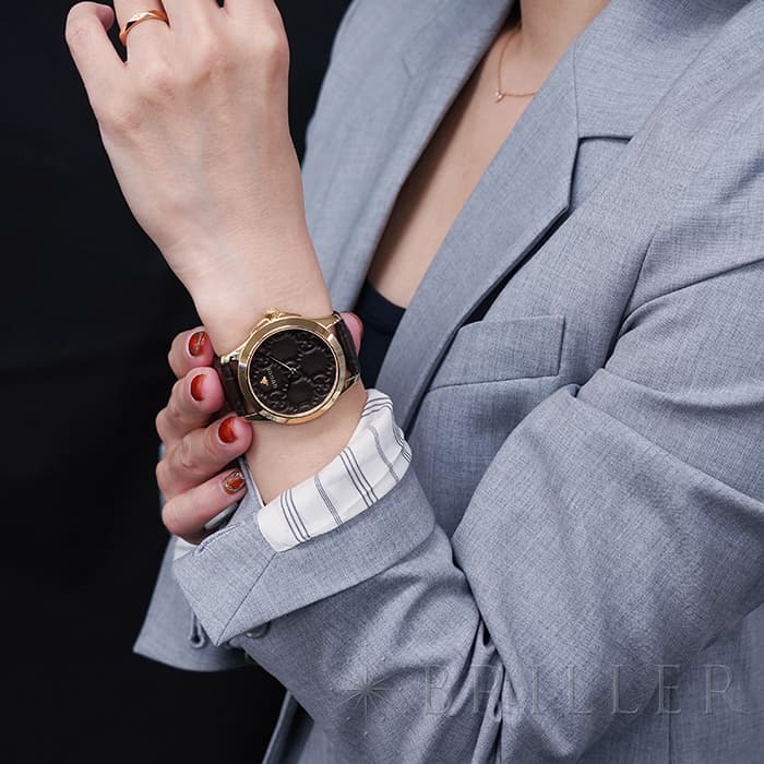 Shop Gucci G Timeless Quartz Brown Dial Brown Leather Strap Watch for Men - YA1264035 in USA