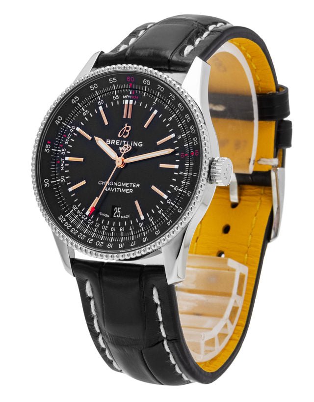 Shop Breitling Automatic 41mm Black Dial Black Leather Strap Watch for Men - A17326241B1P1 in USA