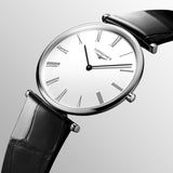 Shop Longines La Grande Classique De Longines White Dial Black Leather Strap Watch for Women - L4.755.4.11.2 in USA