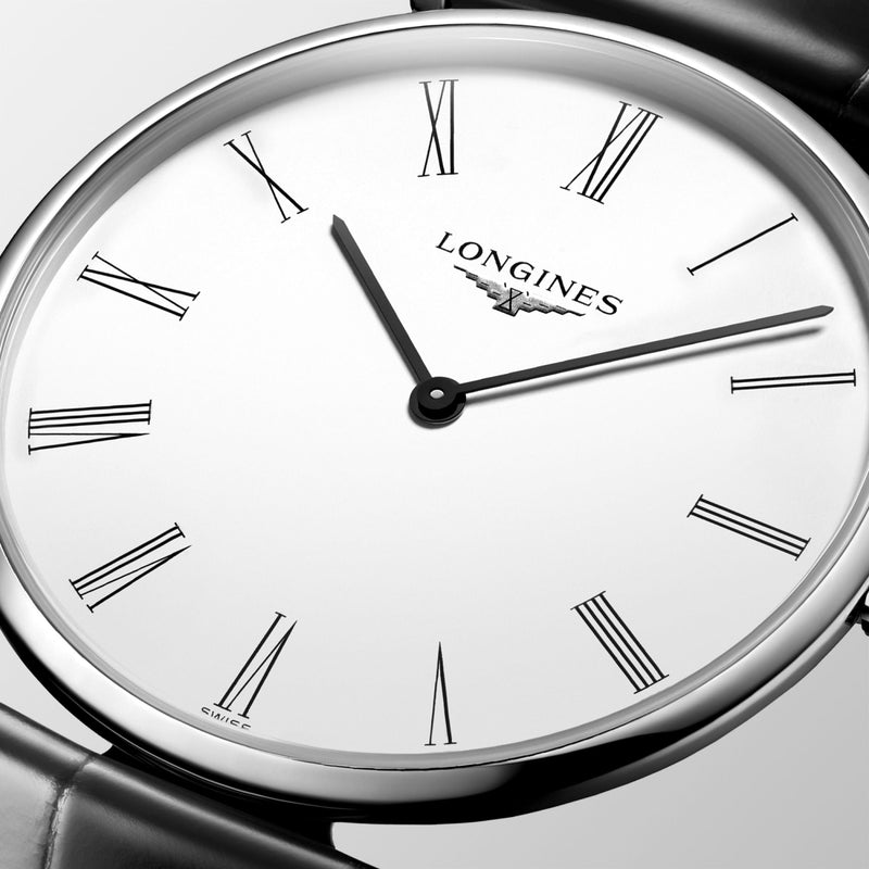 Shop Longines La Grande Classique De Longines White Dial Black Leather Strap Watch for Women - L4.755.4.11.2 in USA