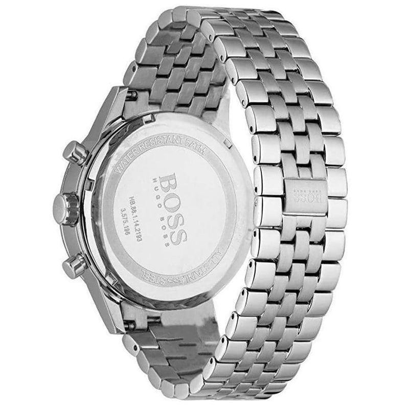 Hugo Boss Aeroliner Chronograph Quartz Black Dial Silver Steel Strap Watch For Men - HB1512446 Buy Now By Hugo Boss