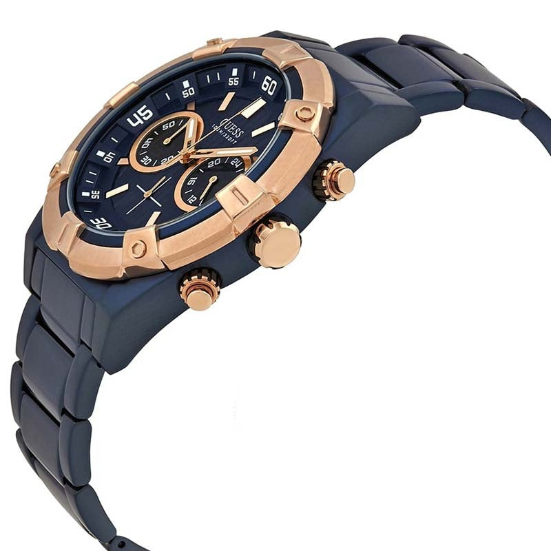 Shop Guess Jolt Analog Blue Dial Blue Steel Strap Watch for Men - W0377G4 in USA