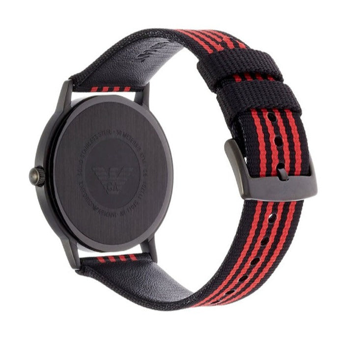 Shop Emporio Armani Kappa Black Dial Two Tone NATO Strap Watch For Men - AR11015 in USA