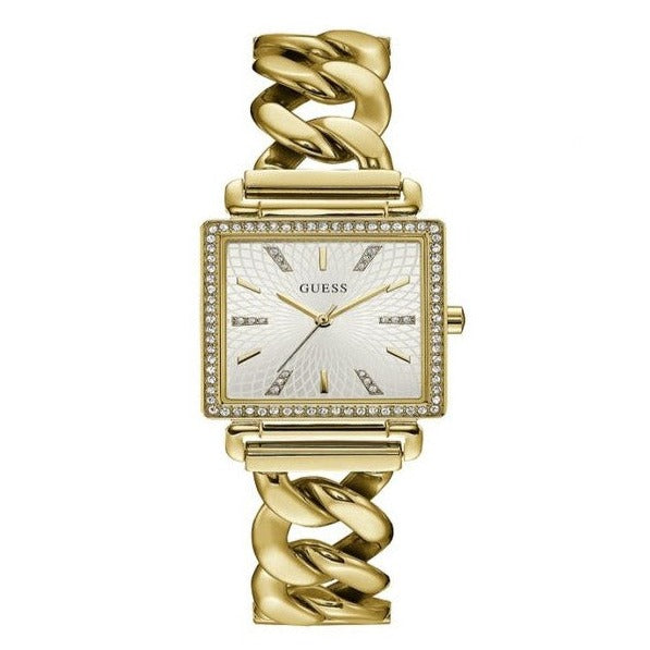 Shop Guess Vanity Diamonds Silver Dial Gold Steel Strap Watch for Women - W1030L2 in USA