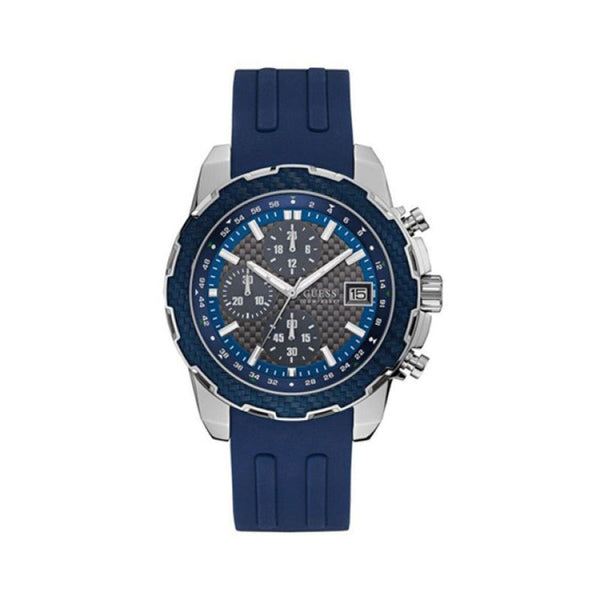 Shop Guess Octane Chronograph Black Dial Blue Rubber Strap Watch For Men - W1047G2 in USA