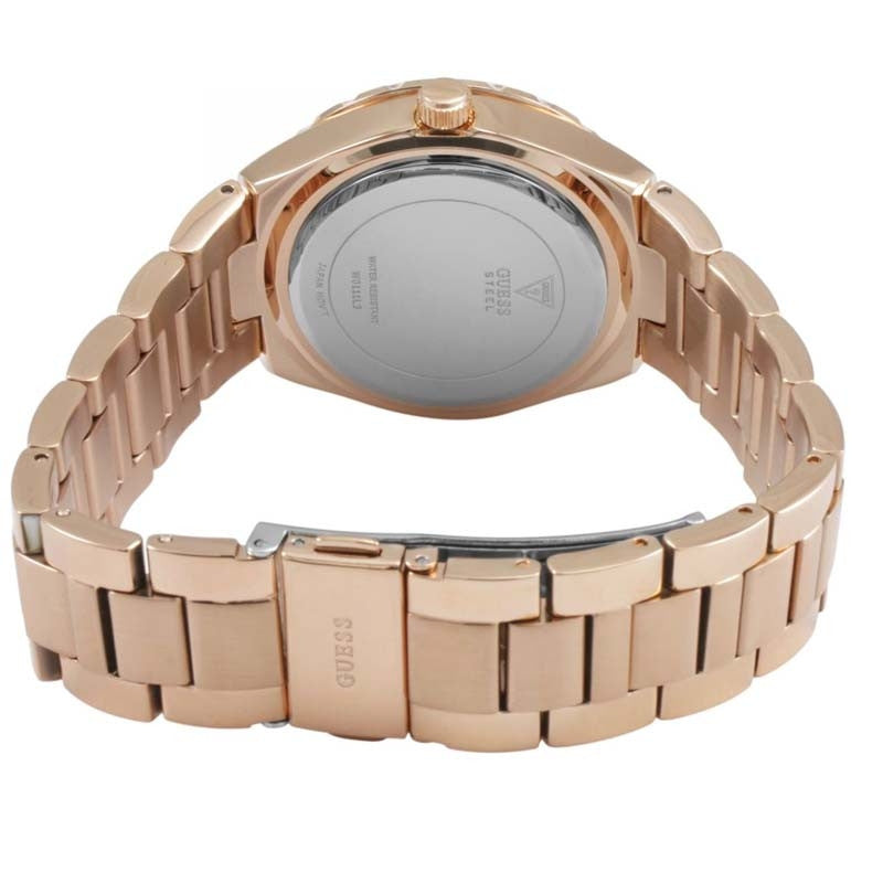 Guess Viva Diamonds White Dial Rose Gold Steel Strap Watch for Women - W0111L3 Buy Now By Guess