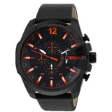 Diesel Mega Chief Chronograph Black Dial Black Leather Strap Watch For Men - DZ4291 Buy Now By Diesel