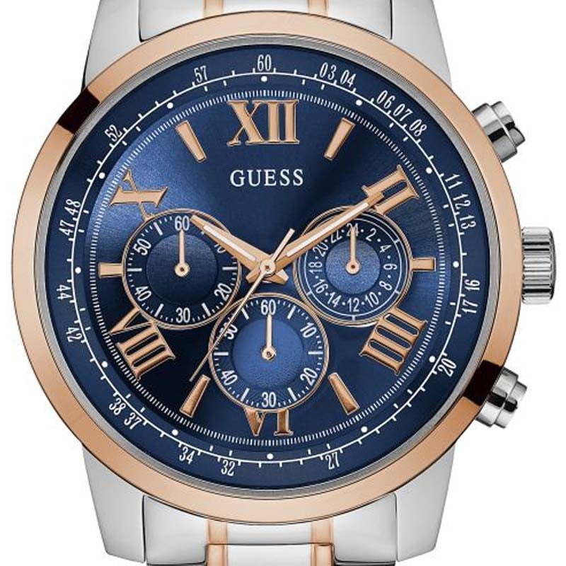 Guess Horizon Chronograph Blue Dial Two Tone Steel Strap Watch For Men - W0379G7 Buy Now By Guess