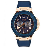 Shop Guess Rigor Blue Dial Blue Silicone Strap Watch For Men - W0247G3 in USA