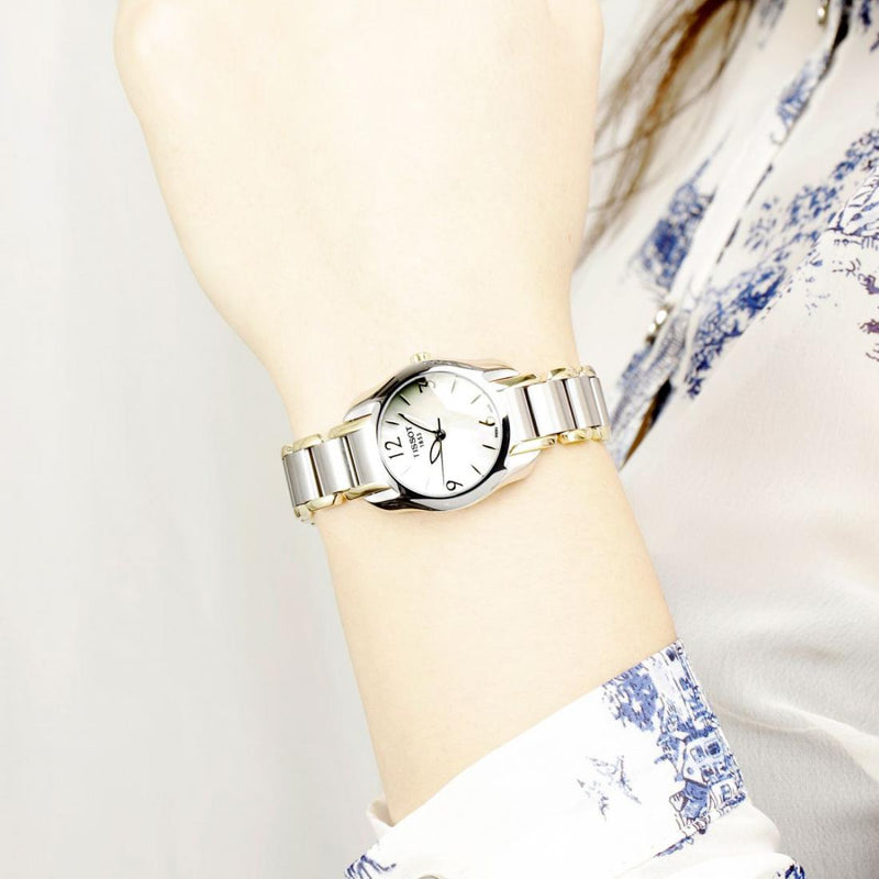 Tissot T Wave Mother of Pearl Dial Two Tone Steel Strap Watch for Women - T023.210.22.117.00 Buy Now By Tissot
