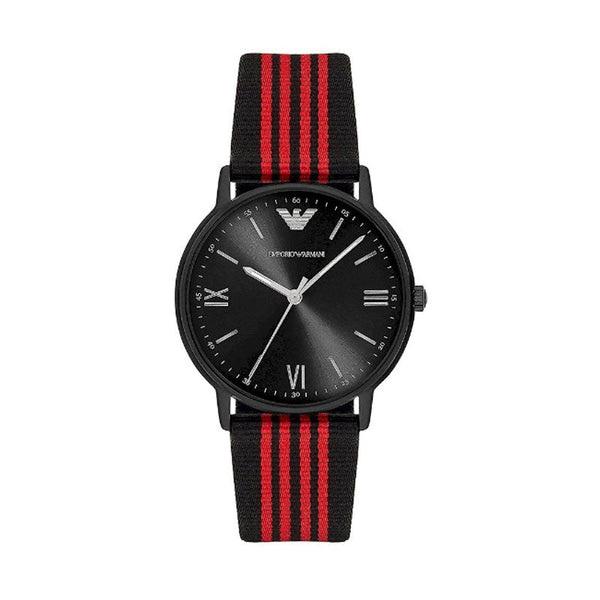 Shop Emporio Armani Kappa Black Dial Two Tone NATO Strap Watch For Men - AR11015 in USA