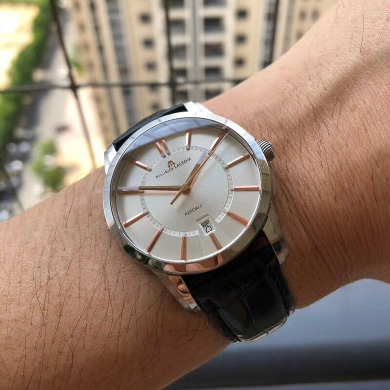 Maurice Lacroix Pontos Silver Dial Black Leather Strap Watch For Men - PT6148-SS001-131 Buy Now By Maurice Lacroix