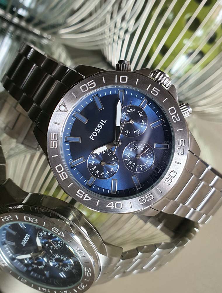 Fossil Bannon Multifunction Blue Dial Silver Steel Strap Watch for Men - BQ2503 Buy Now By Fossil