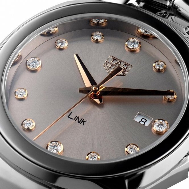 Shop Tag Heuer Link Quartz Brown Dial Silver Steel Strap Watch for Women - WBC131E.BA0649 in USA