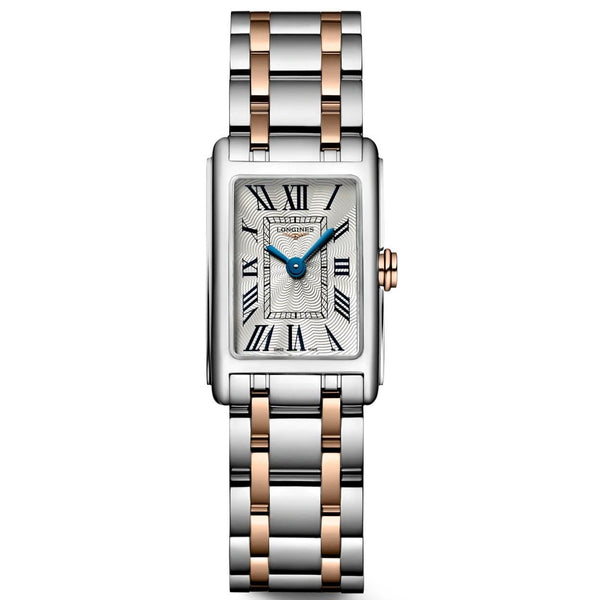 Shop Longines Dolcevita 18K Gold Silver Dial Two Tone Steel Strap Watch for Women - L5.258.5.71.7 in USA