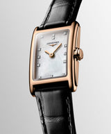 Longines Dolcevita Diamonds Mother of Pearl White Dial Black Leather Strap Watch for Women - L5.258.8.87.0 Buy Now By Longines