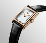 Longines Dolcevita Diamonds Mother of Pearl White Dial Black Leather Strap Watch for Women - L5.258.8.87.0 Buy Now By Longines