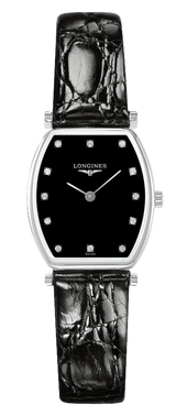 Longines La Grande Classique de Longines Tonneau Black Dial Black Leather Strap Watch for Women - L4.205.4.58.2 Buy Now By Longines