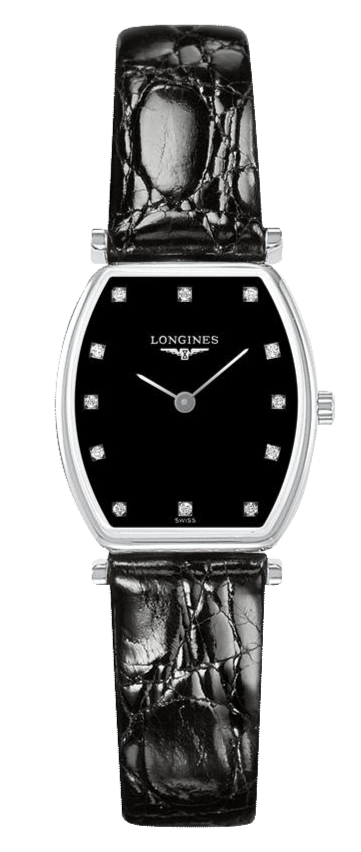 Longines La Grande Classique de Longines Tonneau Black Dial Black Leather Strap Watch for Women - L4.205.4.58.2 Buy Now By Longines
