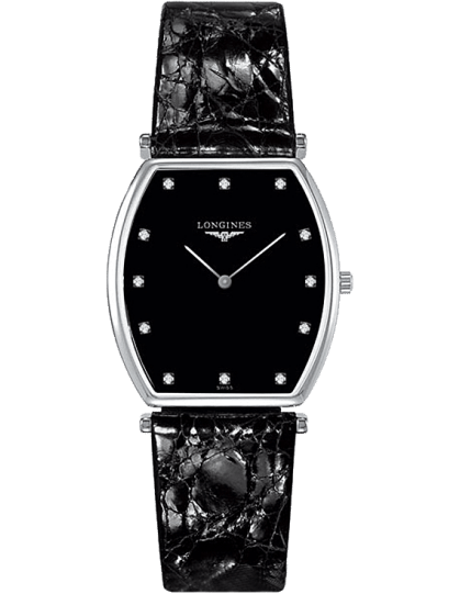 Longines La Grande Classique de Longines Tonneau Black Dial Black Leather Strap Watch for Women - L4.205.4.58.2 Buy Now By Longines