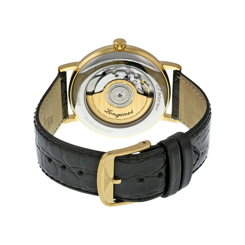 Shop Longines Presence 25.5mm Automatic White Dial Black Leather Strap Watch for Women - L4.921.2.11.2 in USA