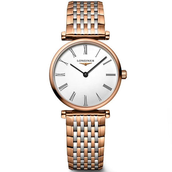 Shop Longines La Grande Classique De Longines White Dial Two Tone Mesh Bracelet Watch for Women - L4.209.1.91.7 in USA