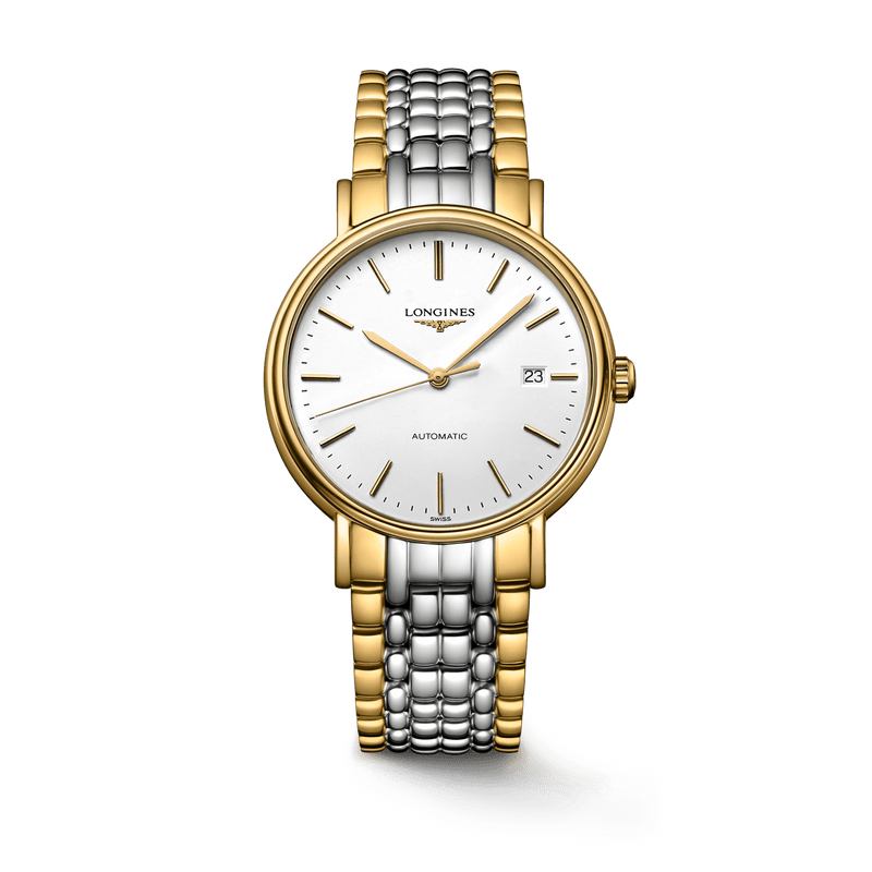 Longines Presence 38.5mm Automatic White Dial Two Tone Steel Strap Watch for Men - L4.921.2.12.7 Buy Now By Longines