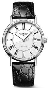 Longines Presence 38.5mm Automatic White Dial Black Leather Strap Watch for Men - L4.921.4.11.2 Buy Now By Longines