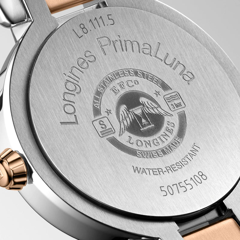 Longines PrimaLuna Automatic Diamond 26.5mm Silver Dial Two Tone Steel Strap Watch for Women - L8.111.5.79.6 Buy Now By Longines