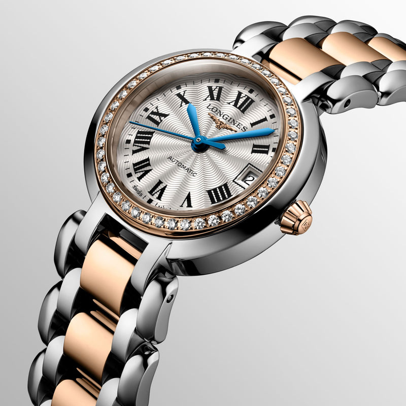 Longines PrimaLuna Automatic Diamond 26.5mm Silver Dial Two Tone Steel Strap Watch for Women - L8.111.5.79.6 Buy Now By Longines