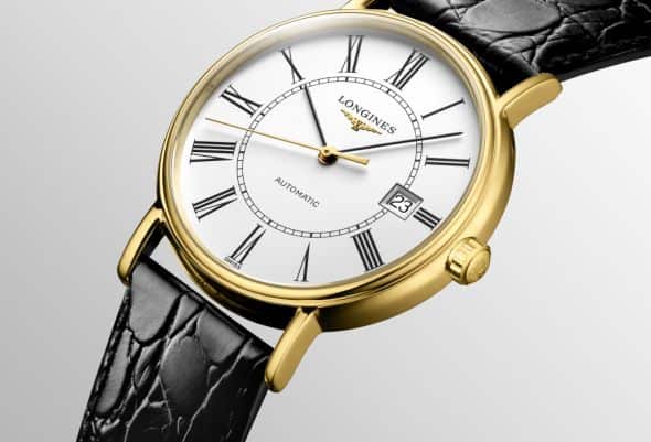 Shop Longines Presence 25.5mm Automatic White Dial Black Leather Strap Watch for Women - L4.921.2.11.2 in USA