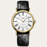 Shop Longines Presence 25.5mm Automatic White Dial Black Leather Strap Watch for Women - L4.921.2.11.2 in USA