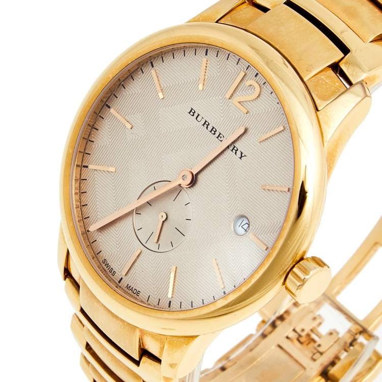 Burberry The Classic Rose Gold Dial Rose Gold Steel Strap Watch for Men - BU10013 Buy Now By Burberry