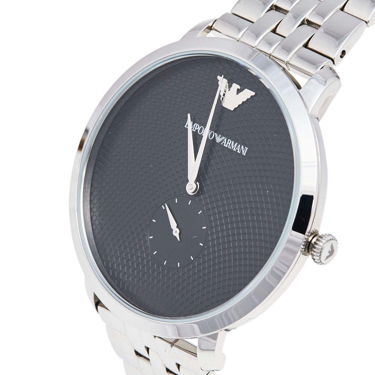 Emporio Armani Classic Quartz Black Dial Silver Steel Strap Watch For Men - AR11161