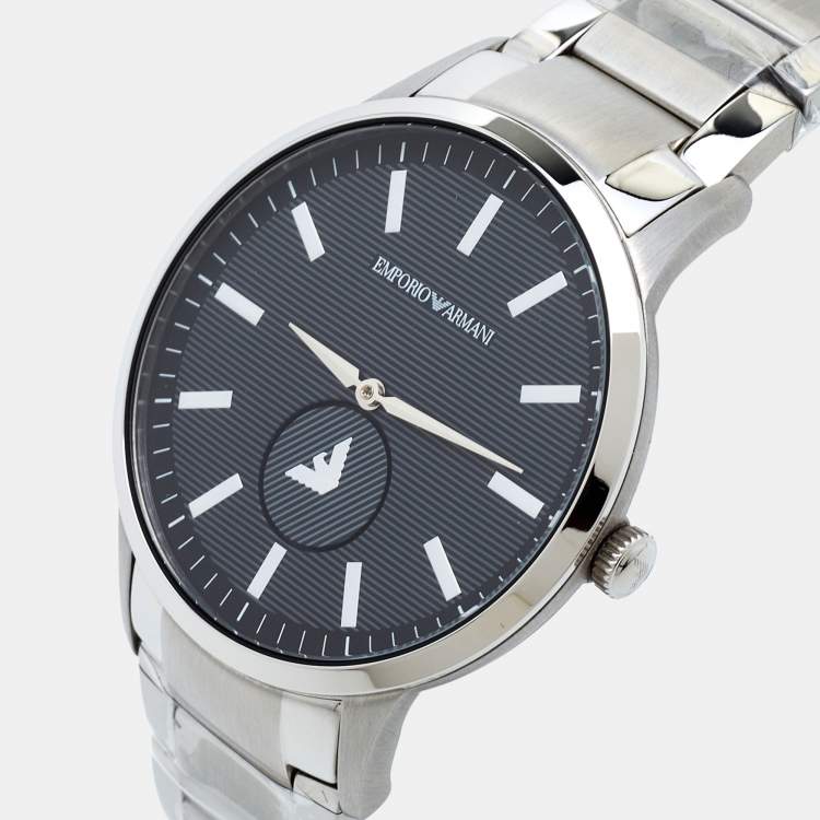 Shop Emporio Armani Renato Quartz Black Dial Silver Steel Strap Watch For Men - AR11118 in USA