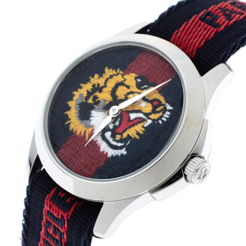 Gucci G Timless Le Marche Des Merveilles Blue & Red Dial Blue & Red Nylon Strap Unisex Watch - YA126495 Buy Now By Gucci
