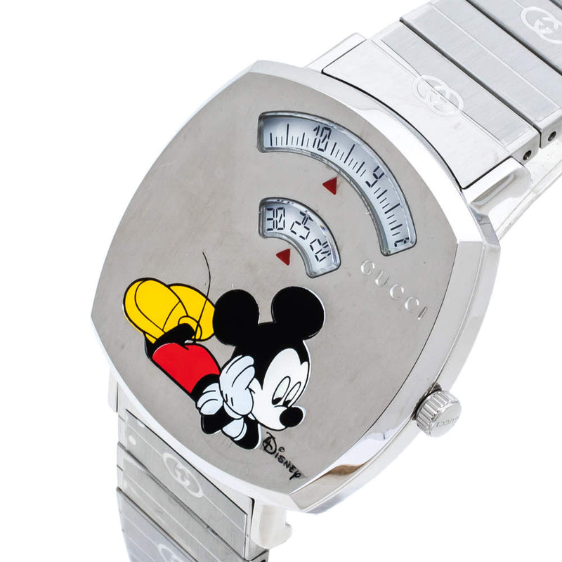 Shop Gucci Grip Disney Mickey Mouse Silver Dial Silver Steel Strap Watch For Women - YA157418 in USA