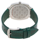 Shop Gucci Grip Quartz Silver Dial Green Leather Strap Watch For Women - YA157414 in USA