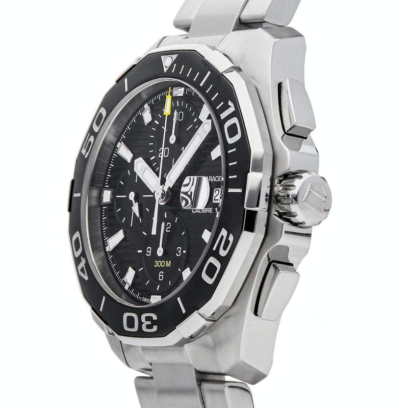 Shop Tag Heuer Aquaracer Calibre 16 Day-Date Black Dial Silver Steel Strap Watch for Men - CAY211A.BA0927 in USA